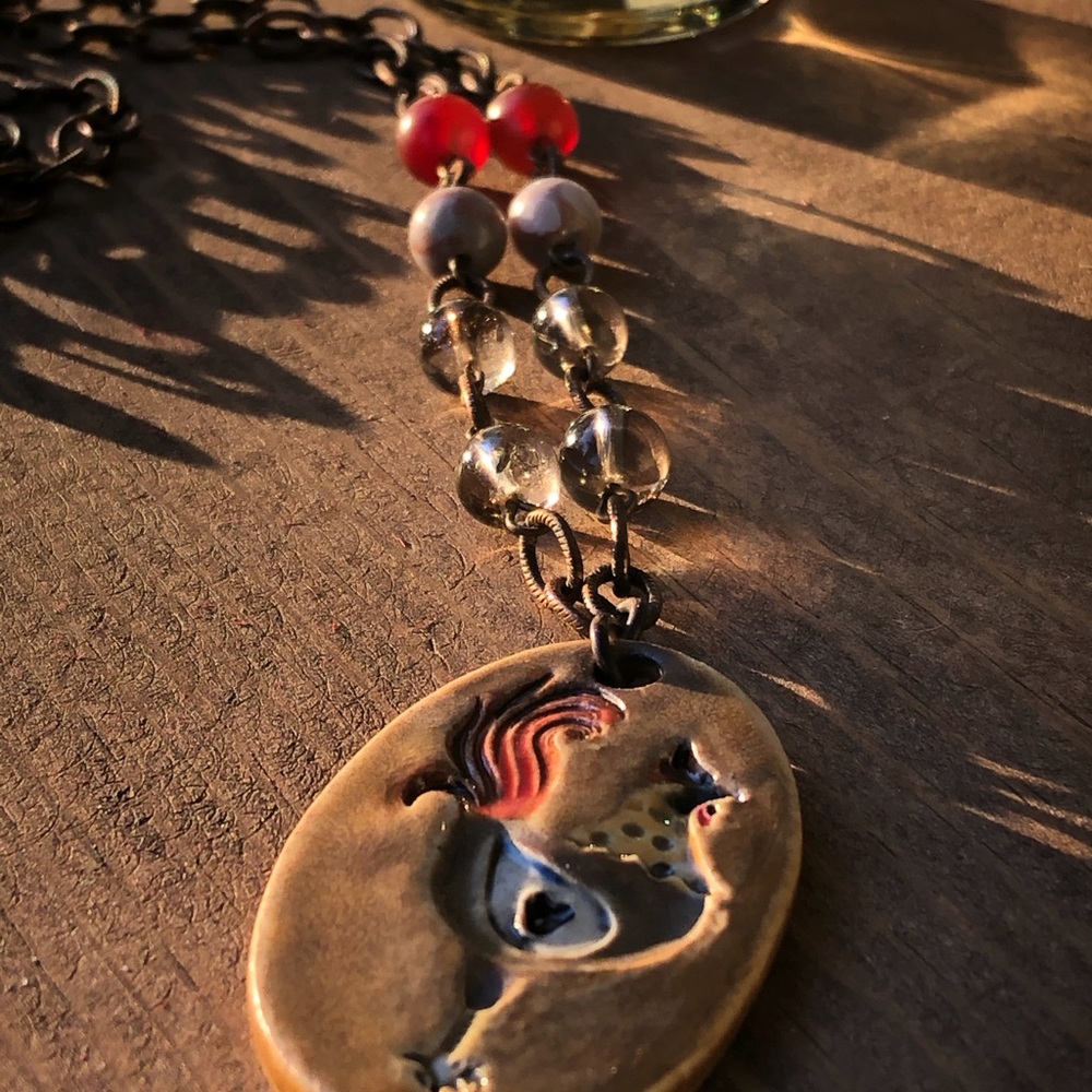 Rooster Gemstone Necklace